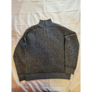 Stillwater Supply Co Mens XL Gray Marl Quarter Zip Sweater Flannel Lined Collar